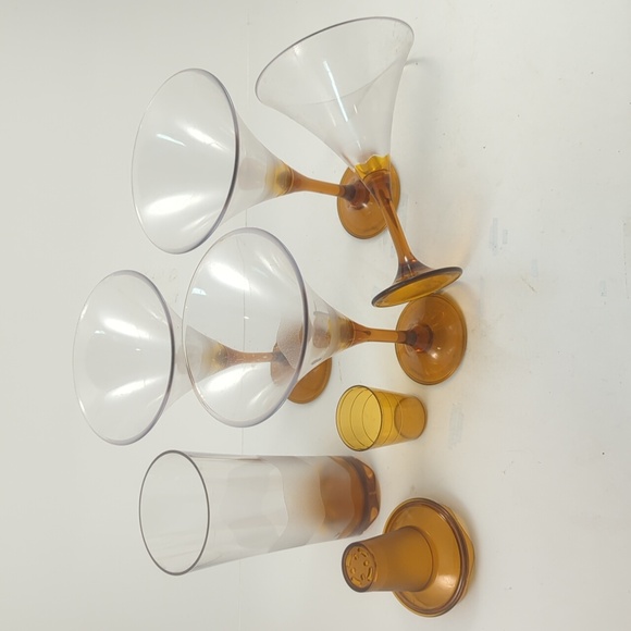 Tupperware® RARE Sheerly Elegant Orange Stem Martini Glasses & Shaker Set - Picture 3 of 3